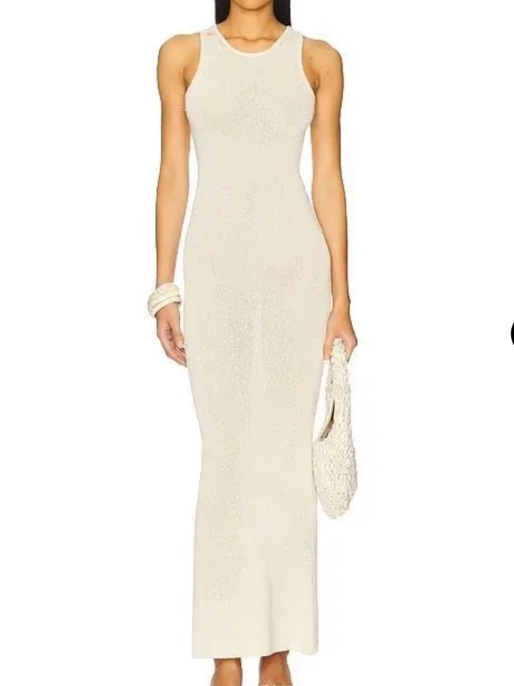 Sleeveless Ivory sequin Maxi Knit Natalia Dress